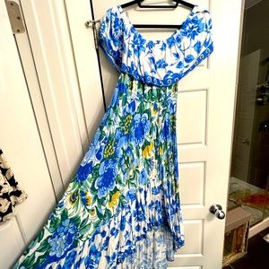 Blue Floral -Off the Shoulder Dress
